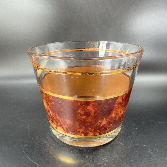 Vintage Mid Century George Briard Brown Marble Ice Bucket Glass Bottle Holder - Picture 13 of 16